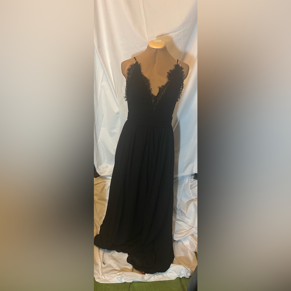 Vici Black Dress with Lace Detail